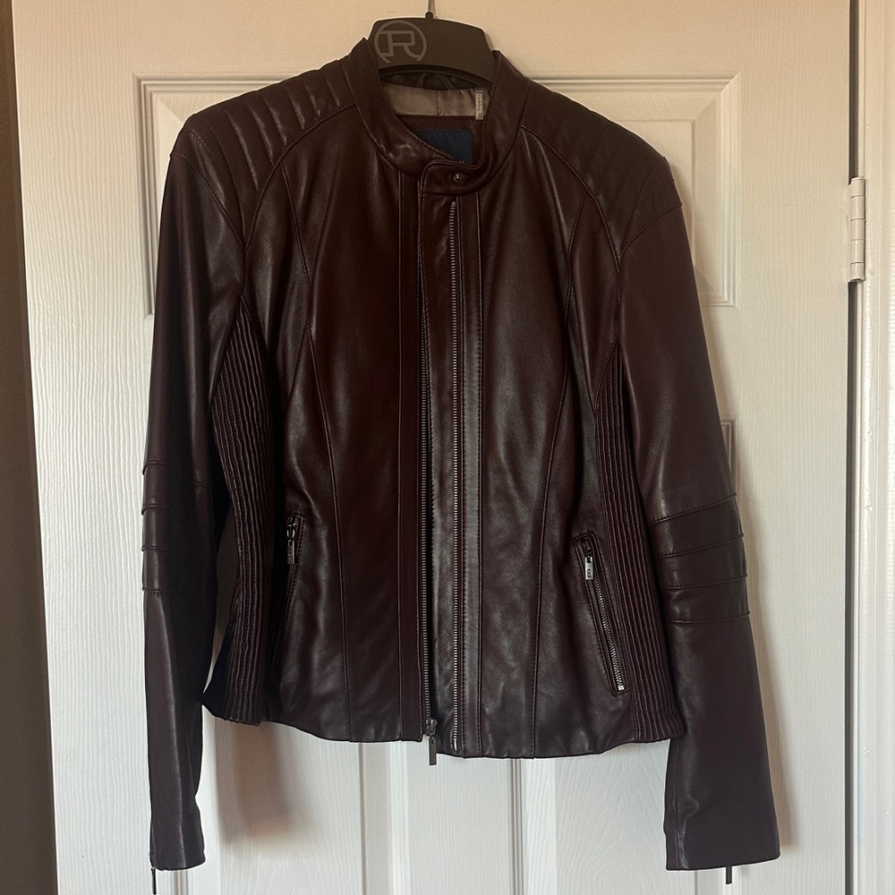 Cole Haan Oxblood Leather Jacket size large